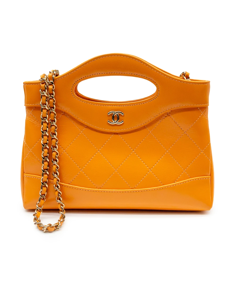 Chanel Orange Color Leather 31 Nano Shopping Bag