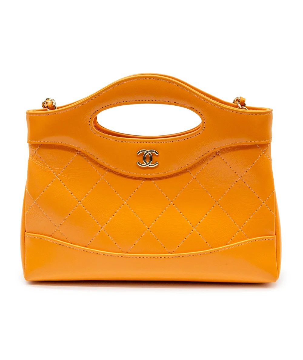 Chanel Orange Color Leather 31 Nano Shopping Bag