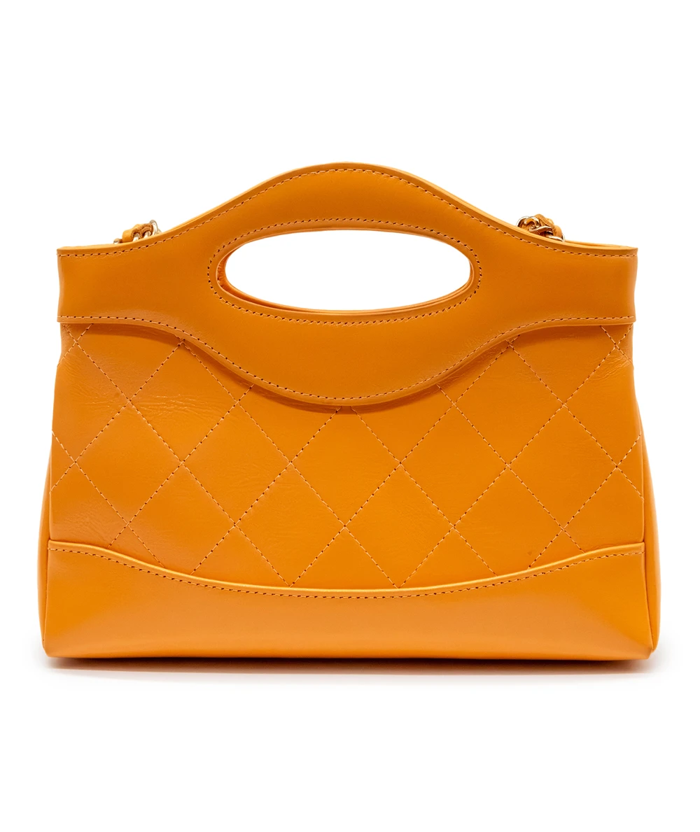 Chanel Orange Color Leather 31 Nano Shopping Bag