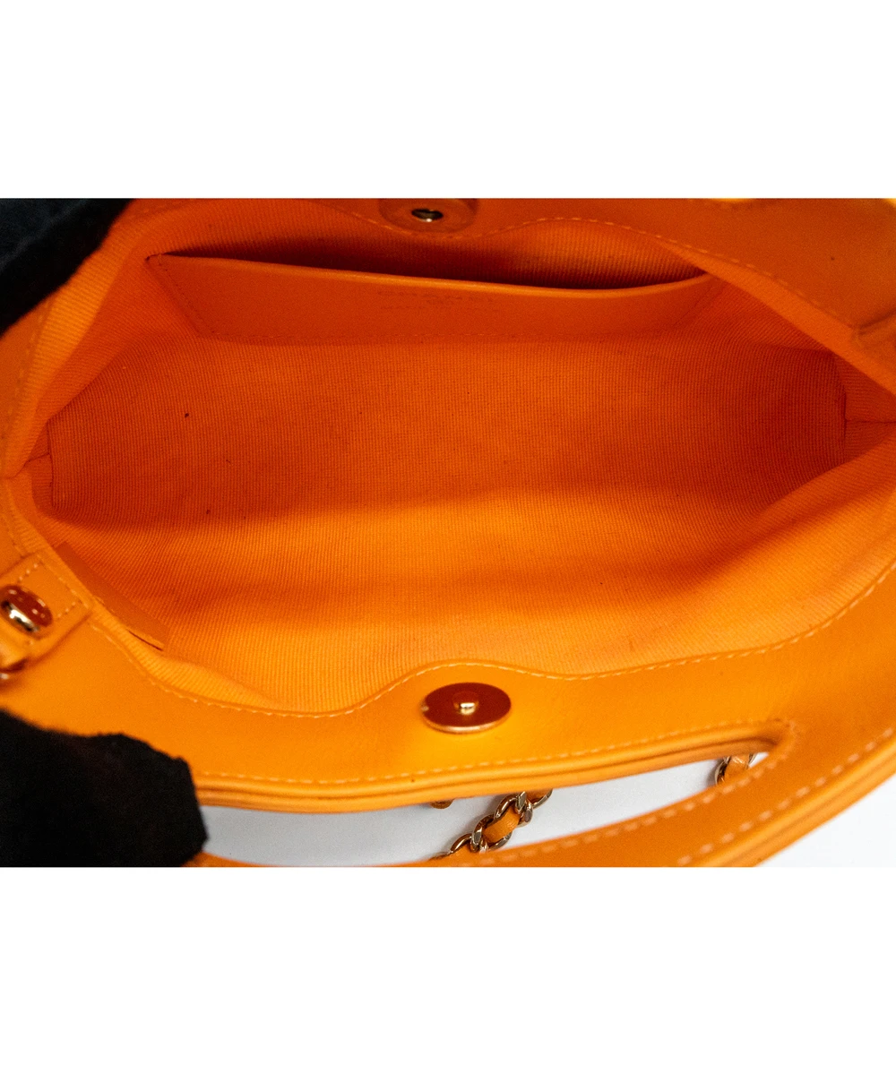 Chanel Orange Color Leather 31 Nano Shopping Bag