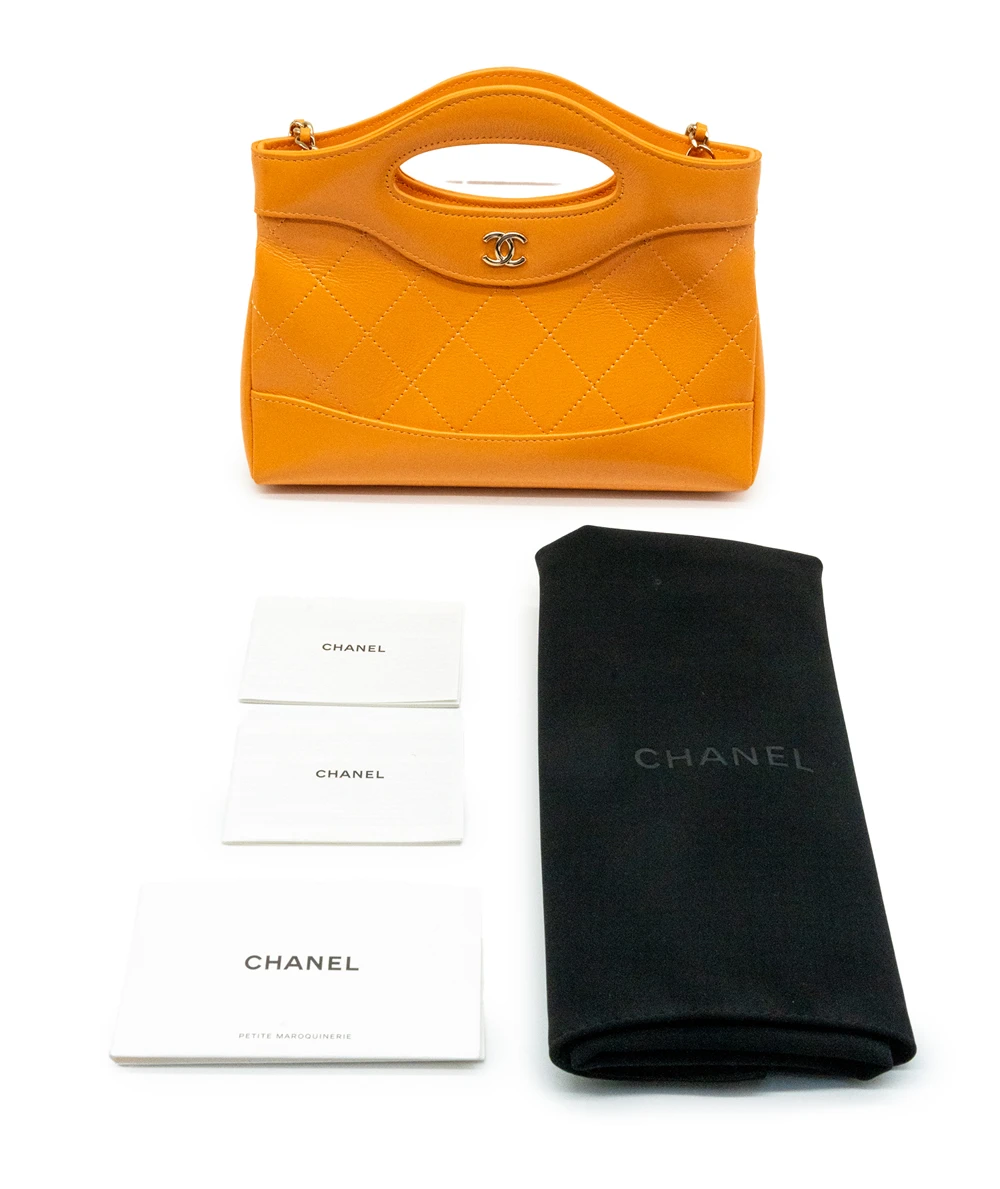 Chanel Orange Color Leather 31 Nano Shopping Bag