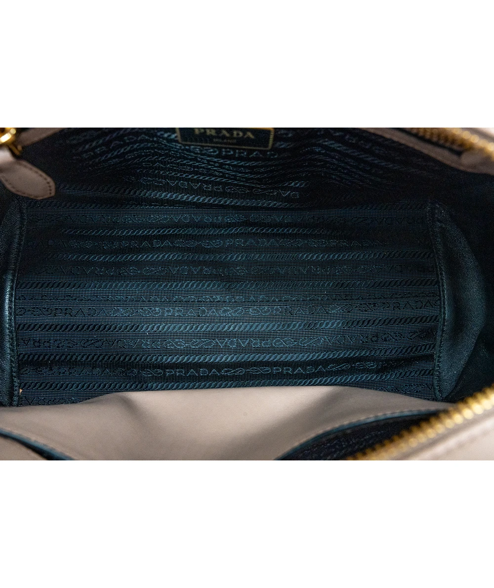 Prada Beige Saffiano Leather Borsa a Mano Satchel