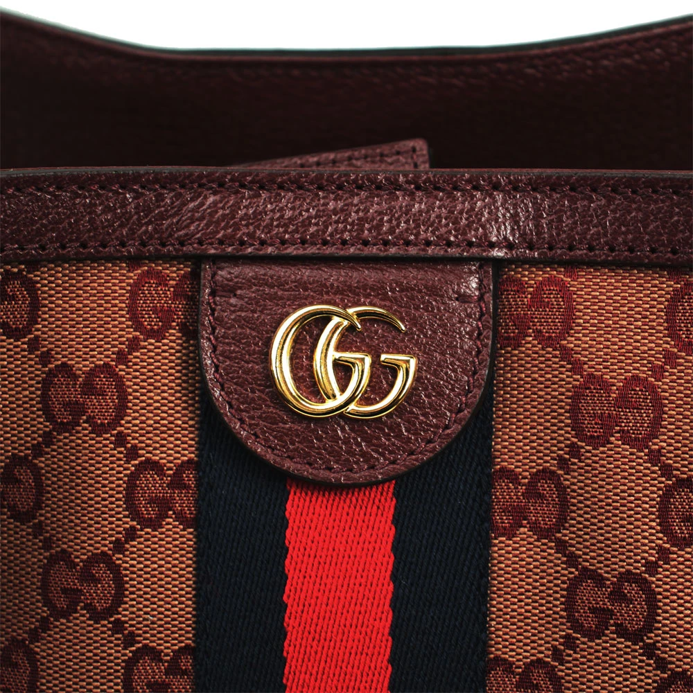 Gucci Burgundy GG Canvas and Leather Ophidia Tote Bag