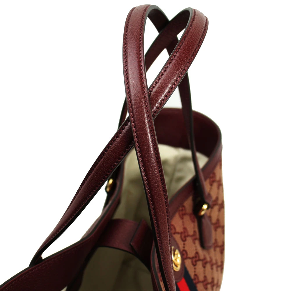 Gucci Burgundy GG Canvas and Leather Ophidia Tote Bag