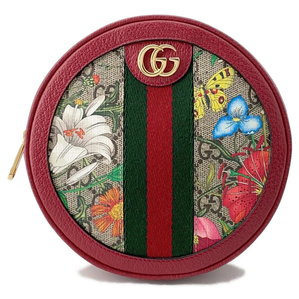 Gucci Red GG Supreme Canvas and Leather Floral Ophidia Backpack