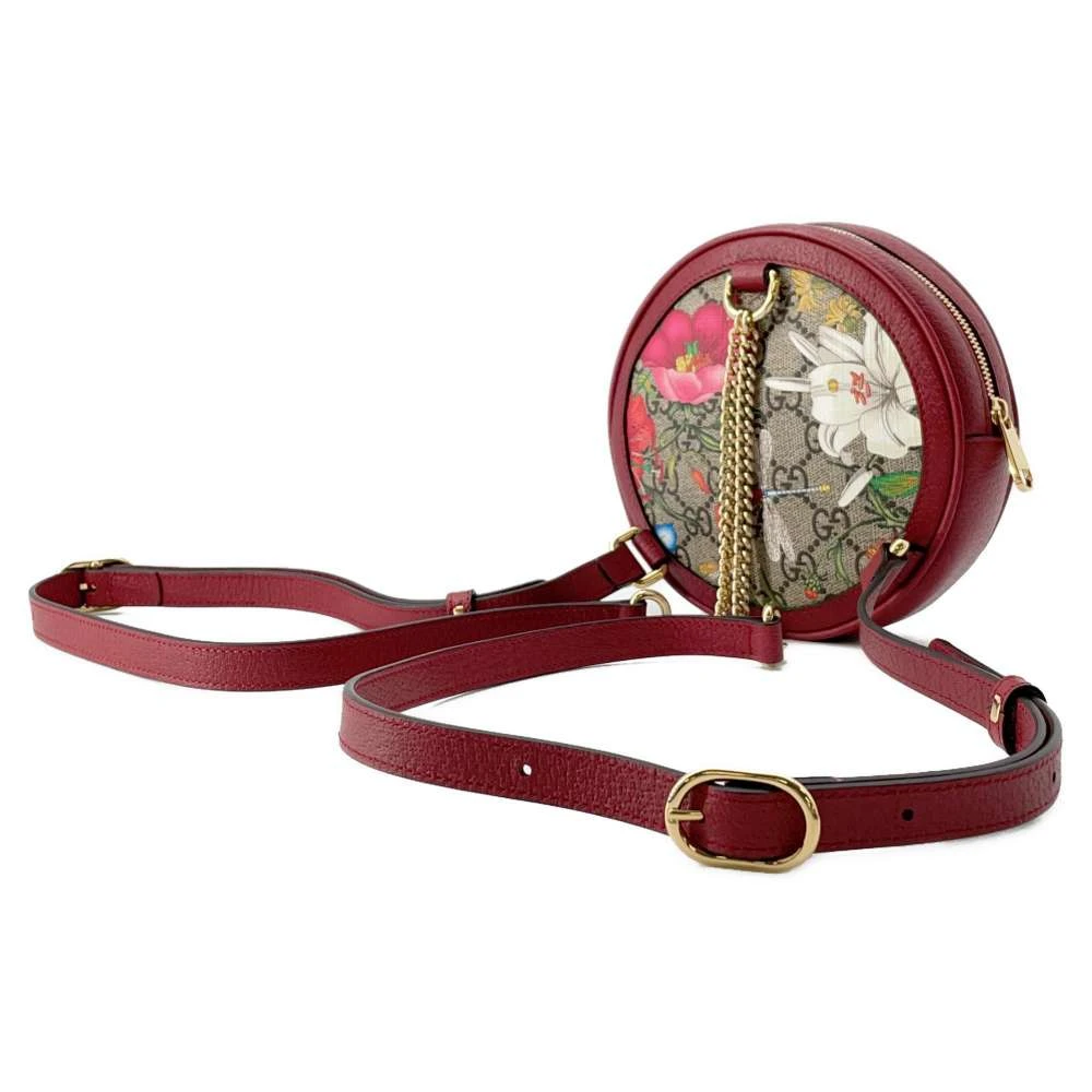 Gucci Red GG Supreme Canvas and Leather Floral Ophidia Backpack