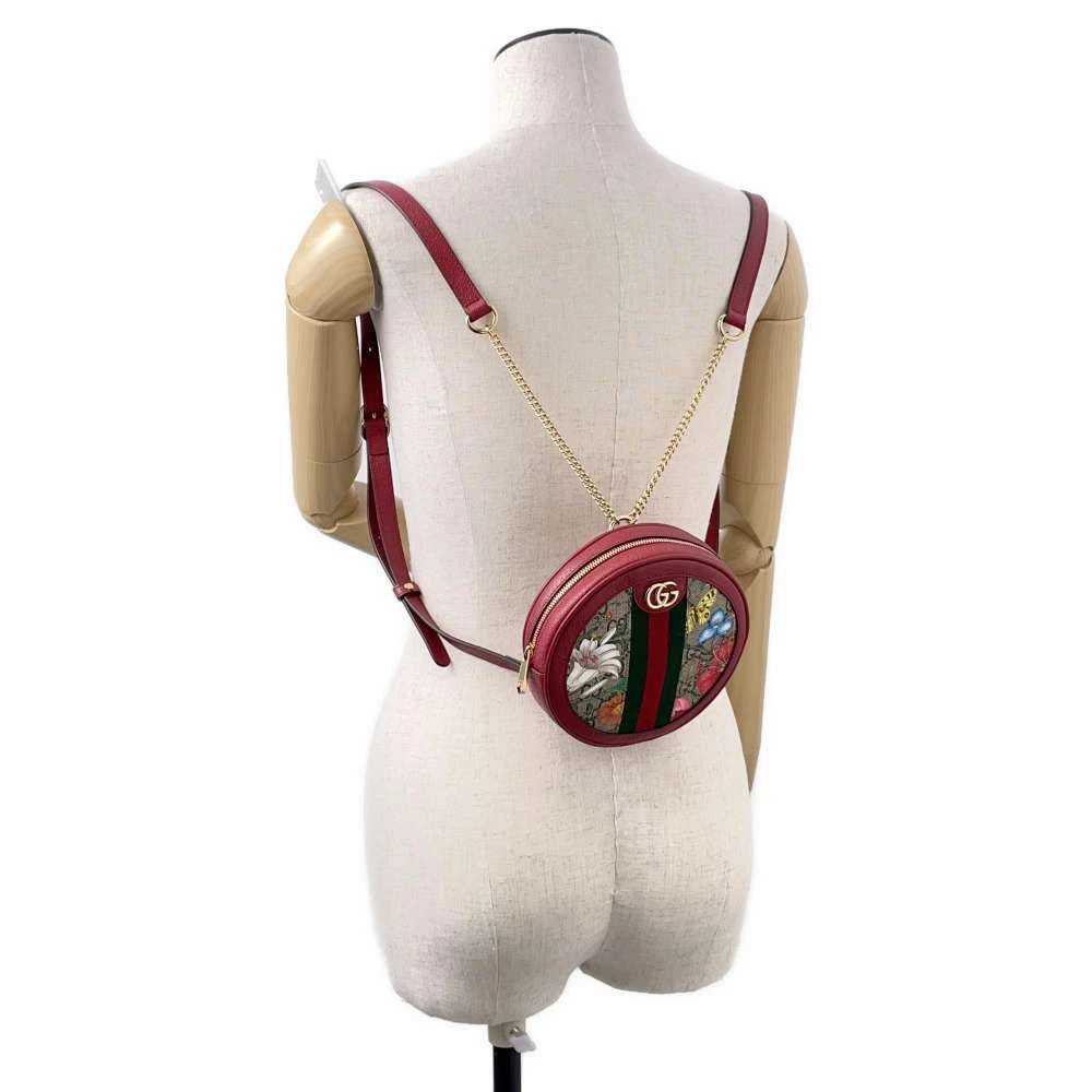 Gucci Red GG Supreme Canvas and Leather Floral Ophidia Backpack