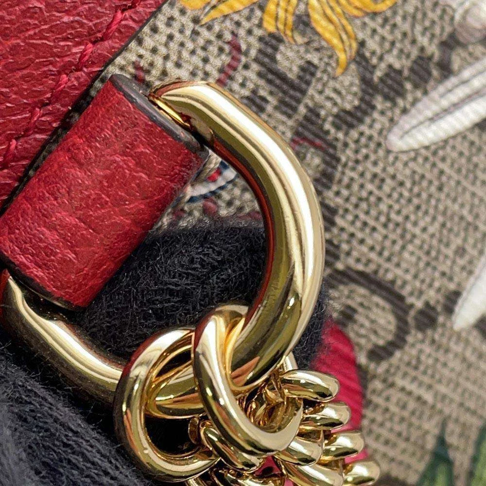 Gucci Red GG Supreme Canvas and Leather Floral Ophidia Backpack