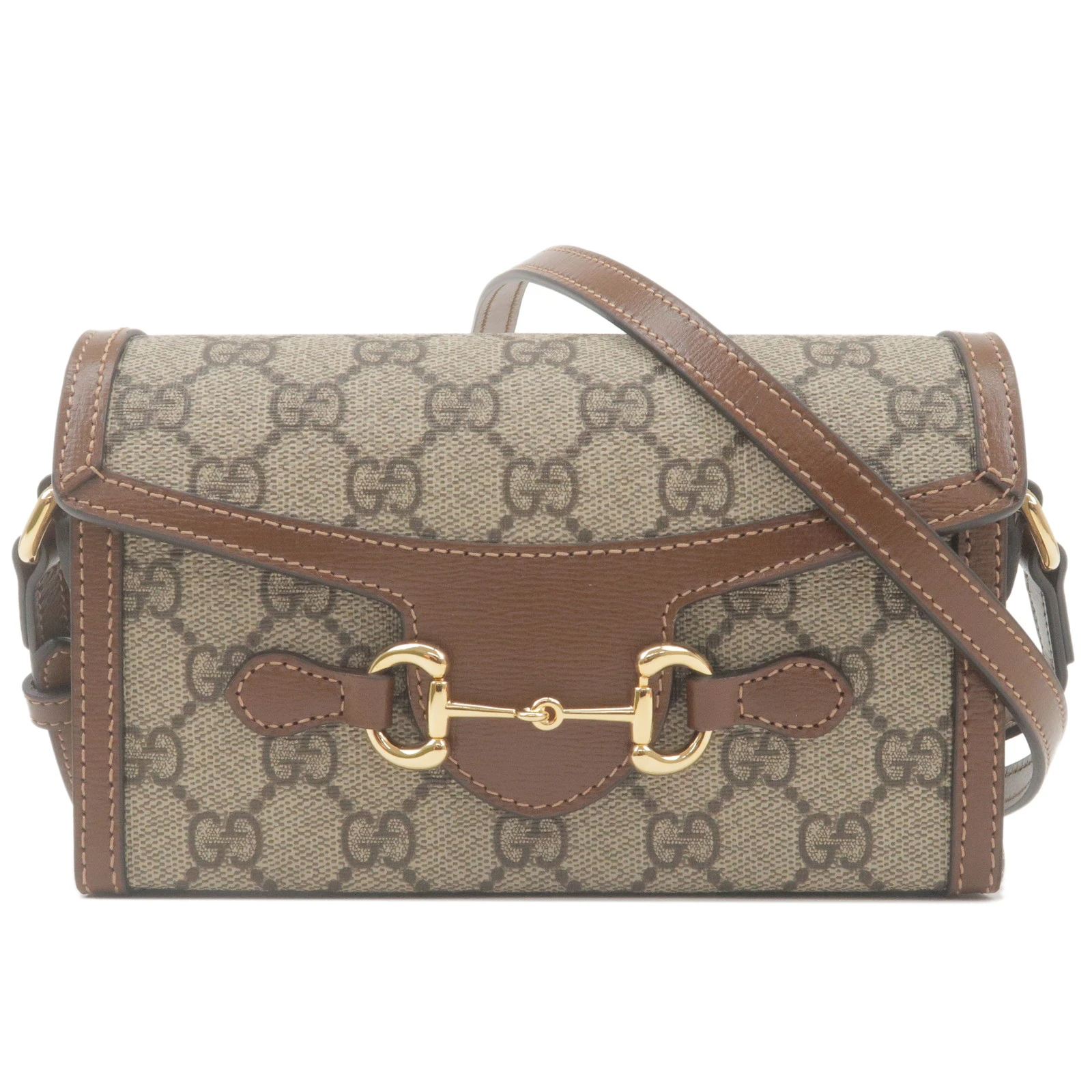 Gucci Beige/Brown GG Supreme Canvas Mini Horsebit 1955 Crossbody Bag