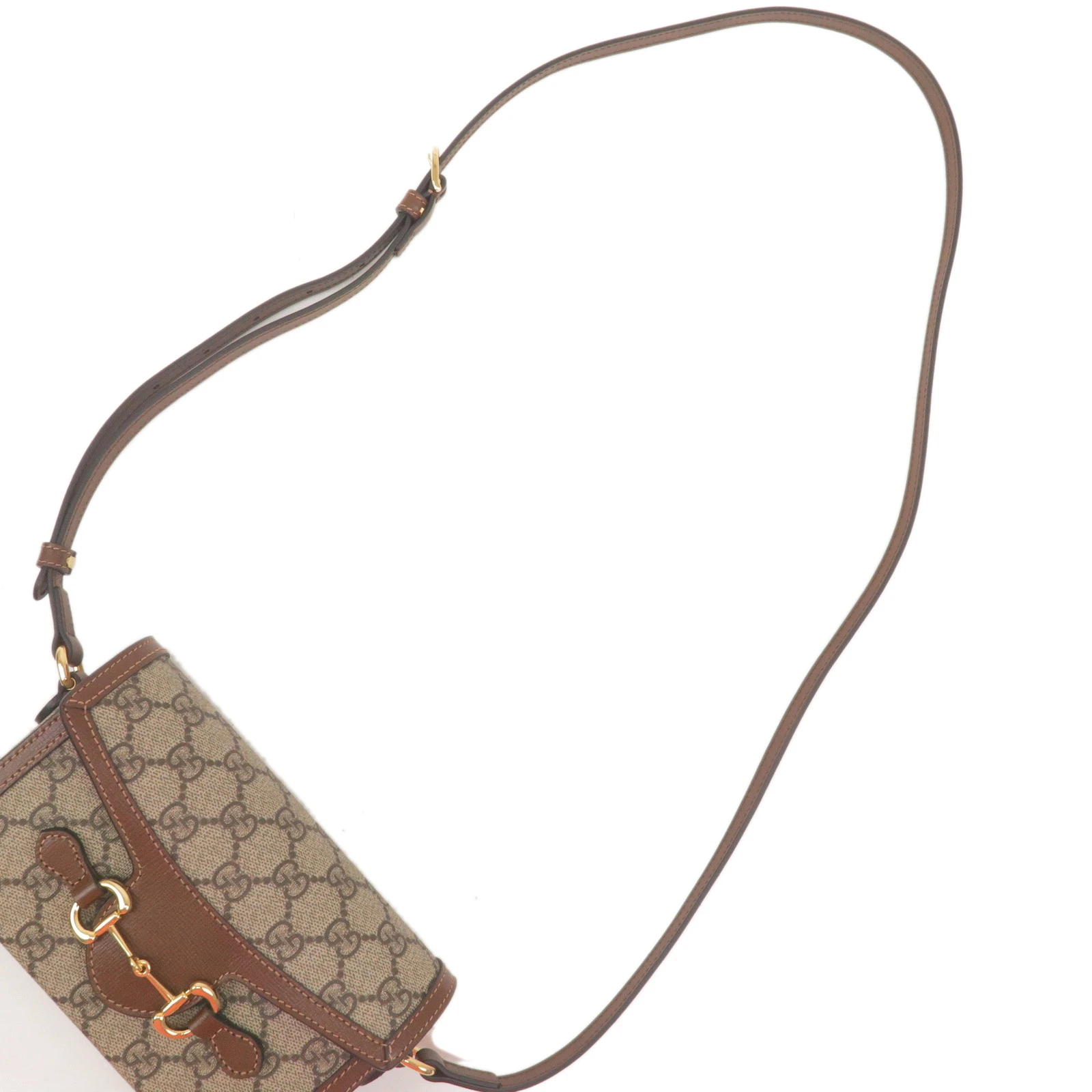 Gucci Beige/Brown GG Supreme Canvas Mini Horsebit 1955 Crossbody Bag