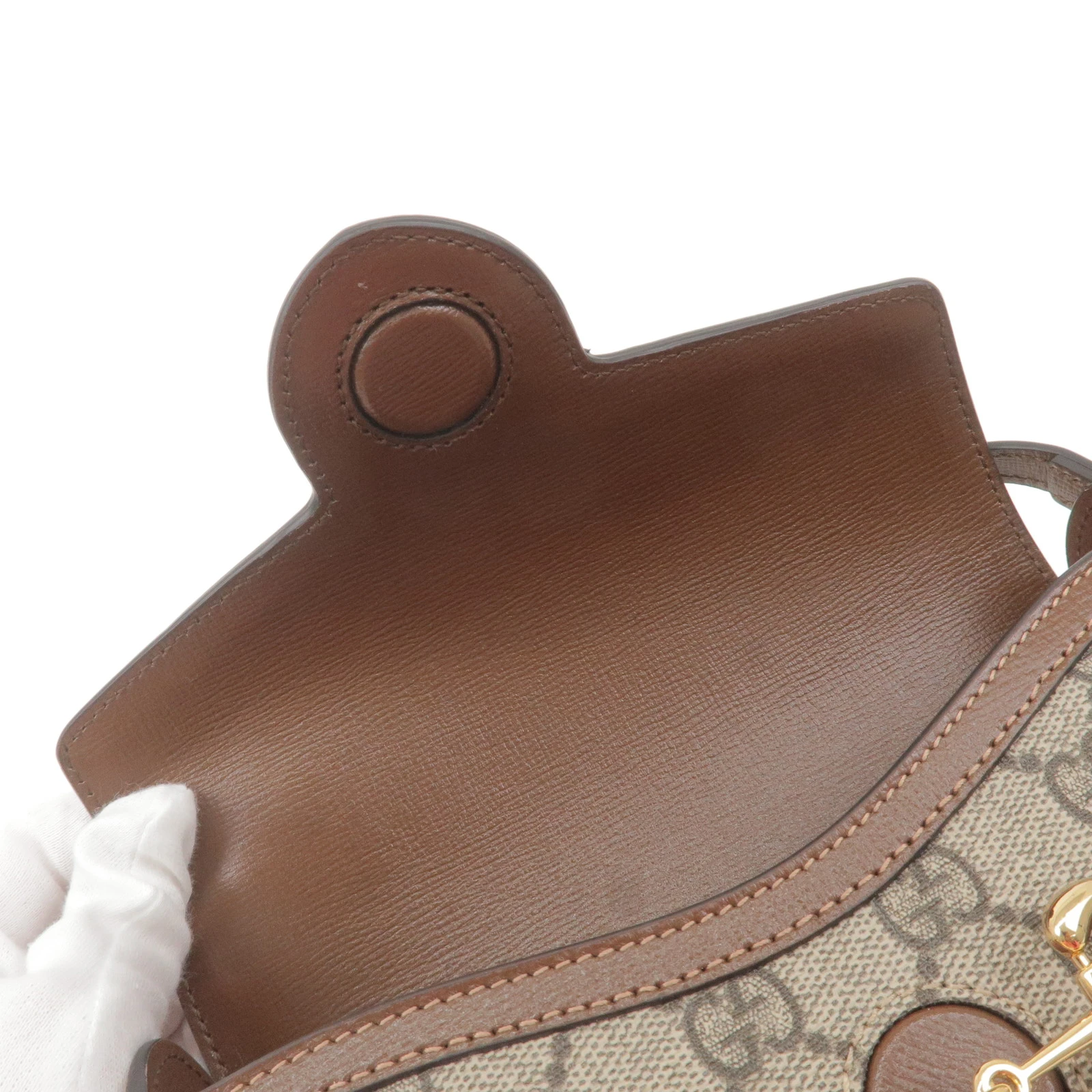 Gucci Beige/Brown GG Supreme Canvas Mini Horsebit 1955 Crossbody Bag