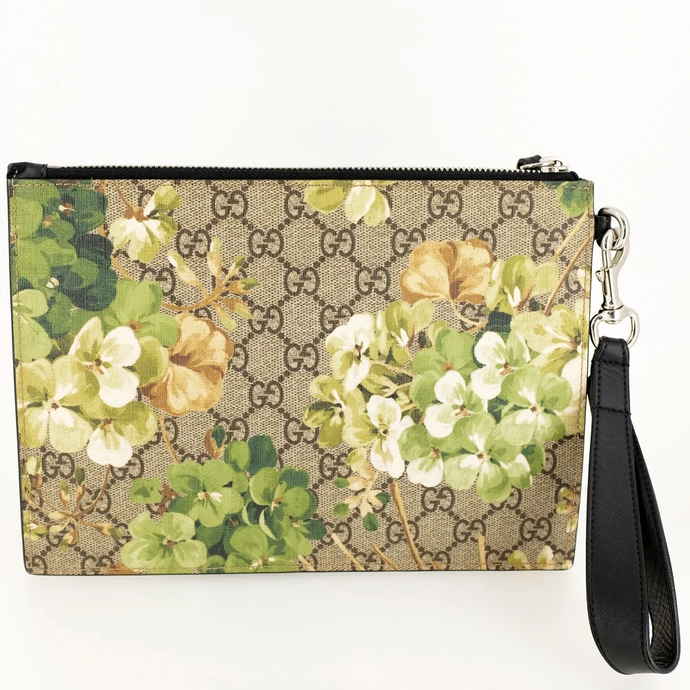 Gucci Multicolor GG Supreme Canvas and Leather Blooms Print Wristlet Clutch