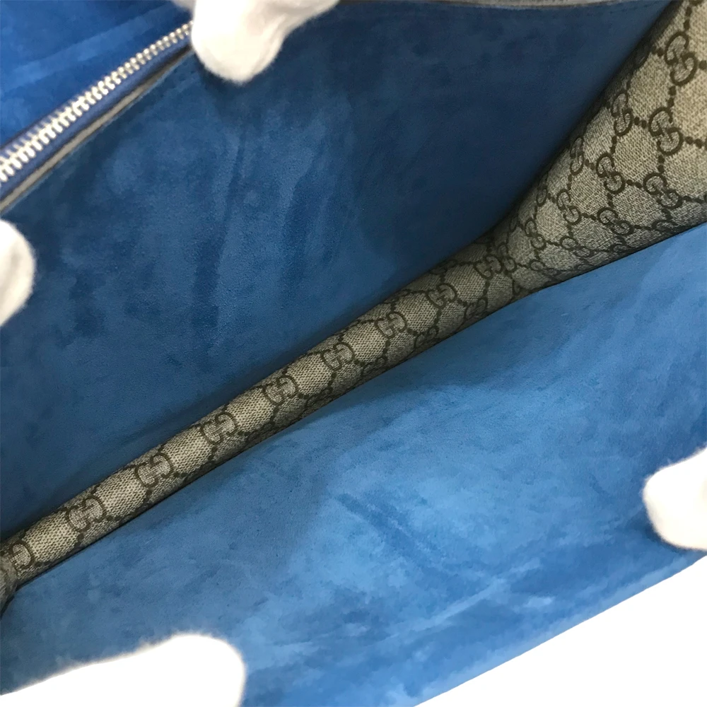 Gucci Beige/Blue Medium Dionysus Cat GG Supreme Canvas Chain Shoulder Bag