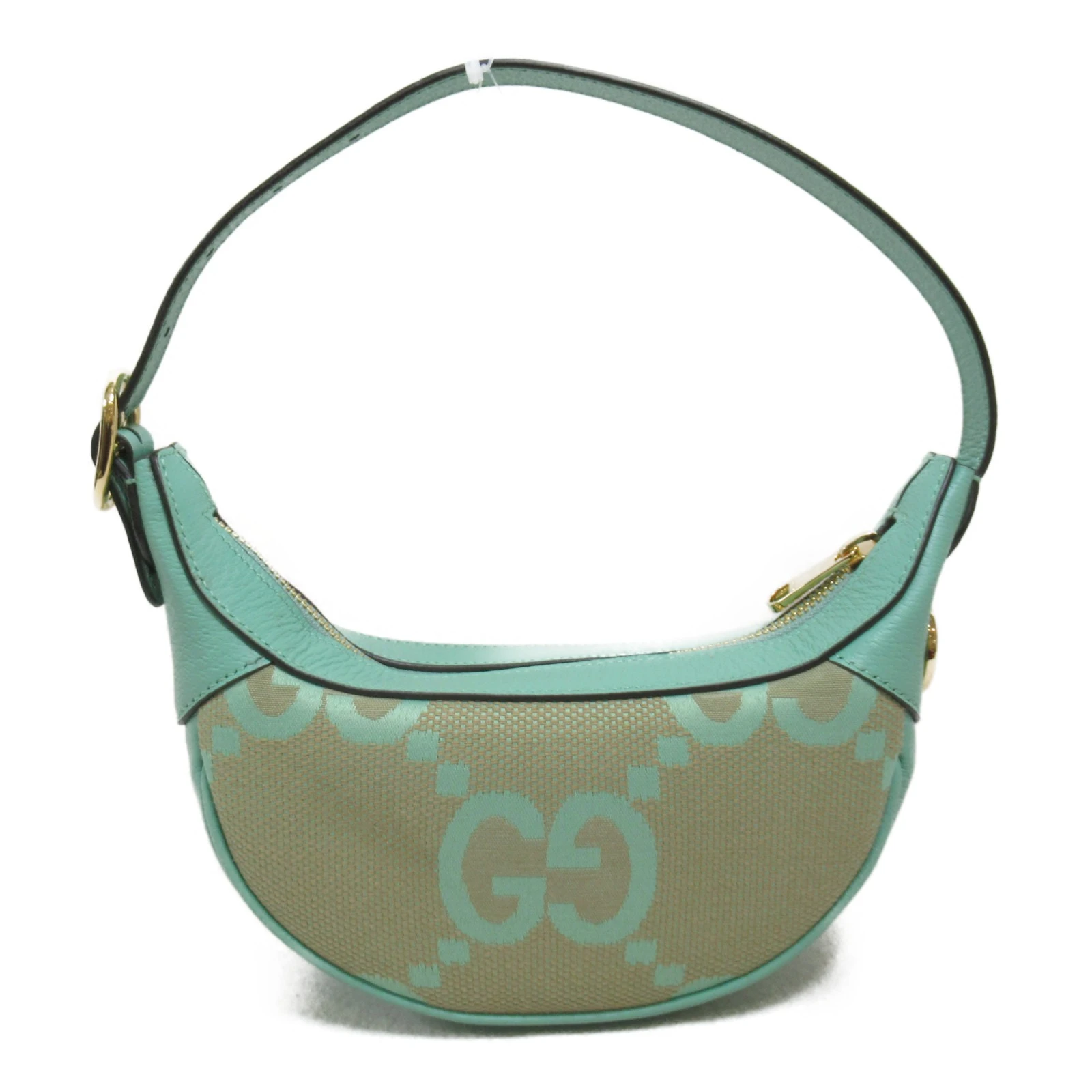 Gucci Green Leather Jumbo GG Canvas Mini Ophidia Bag