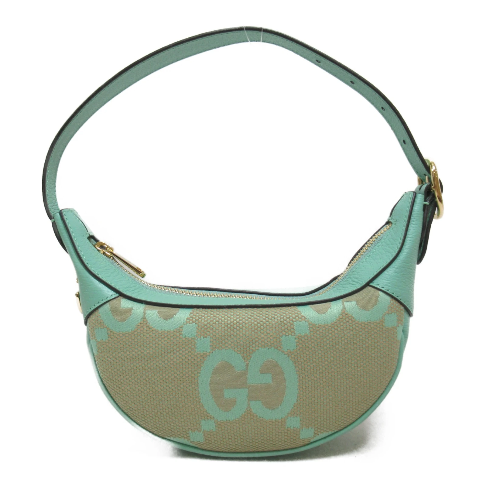 Gucci Green Leather Jumbo GG Canvas Mini Ophidia Bag