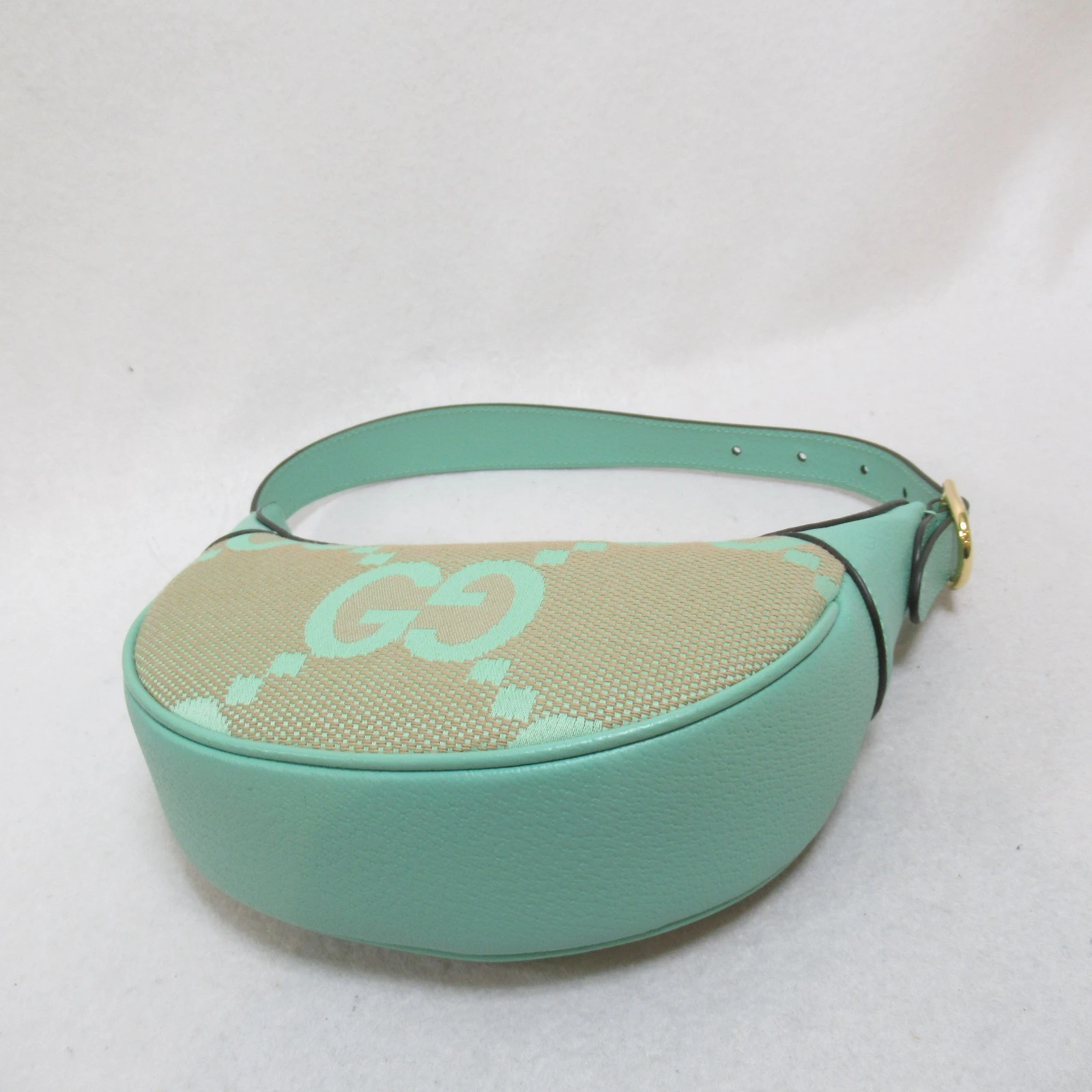 Gucci Green Leather Jumbo GG Canvas Mini Ophidia Bag