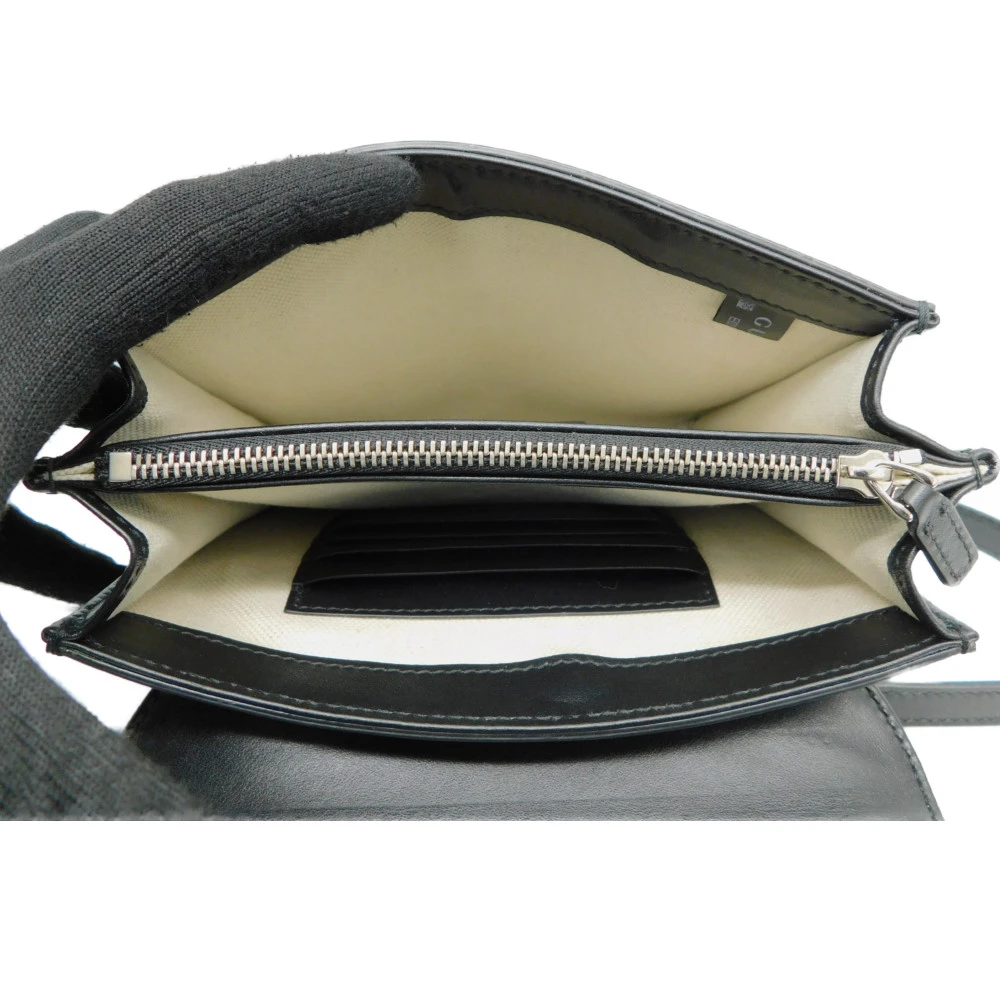 Gucci Black Embossed GG Leather Messenger Bag