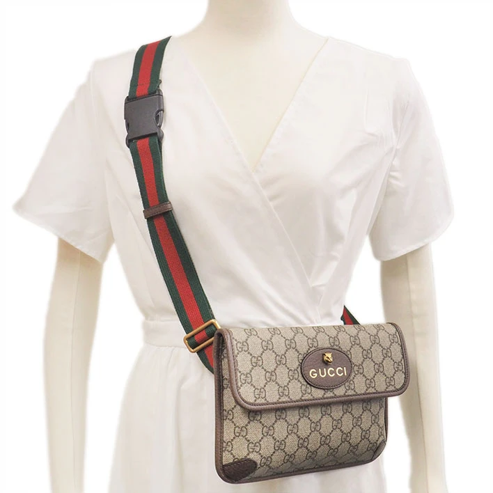 Gucci Brown GG Supreme Canvas and Leather Neo Vintage Web Belt Bag
