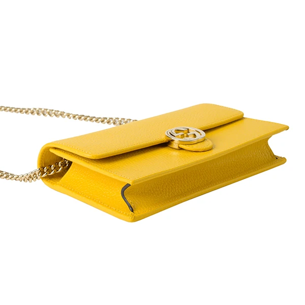 Gucci Yellow Calfskin Leather Dollar Interlocking G Chain Shoulder Bag