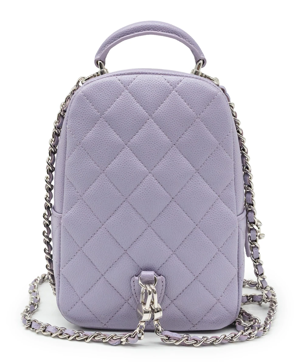 Chanel Lilac Color Quilted Caviar Leather Mini Backpack