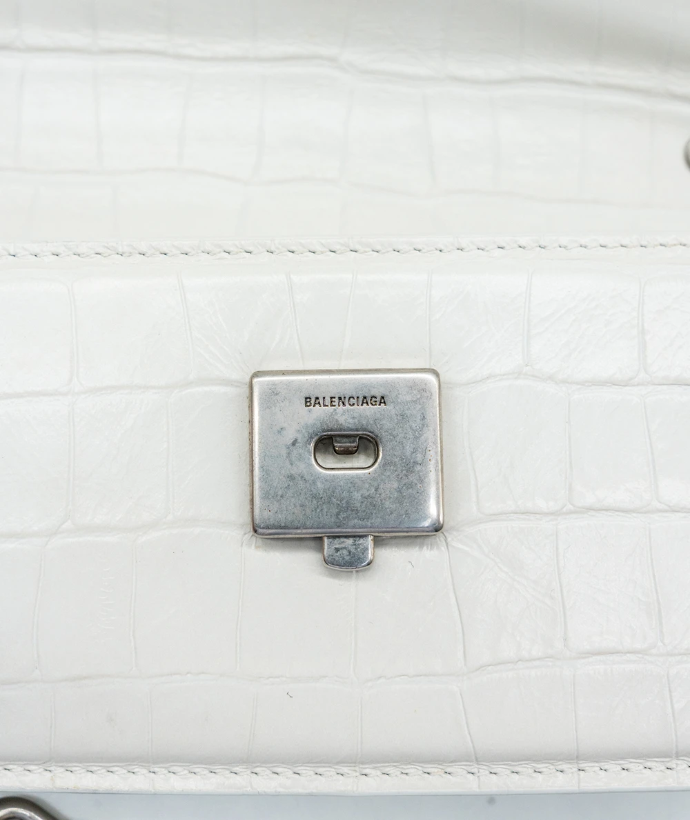 Balenciaga White Patterned Leather XS Gossip Shoulder bag