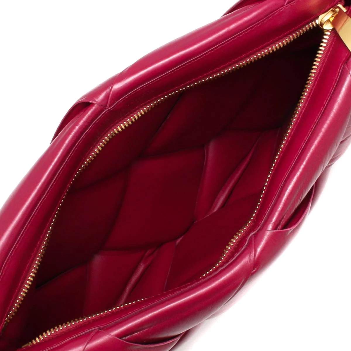 Bottega Veneta Amaranth Leather Maxi Intrecciato Padded Clutch