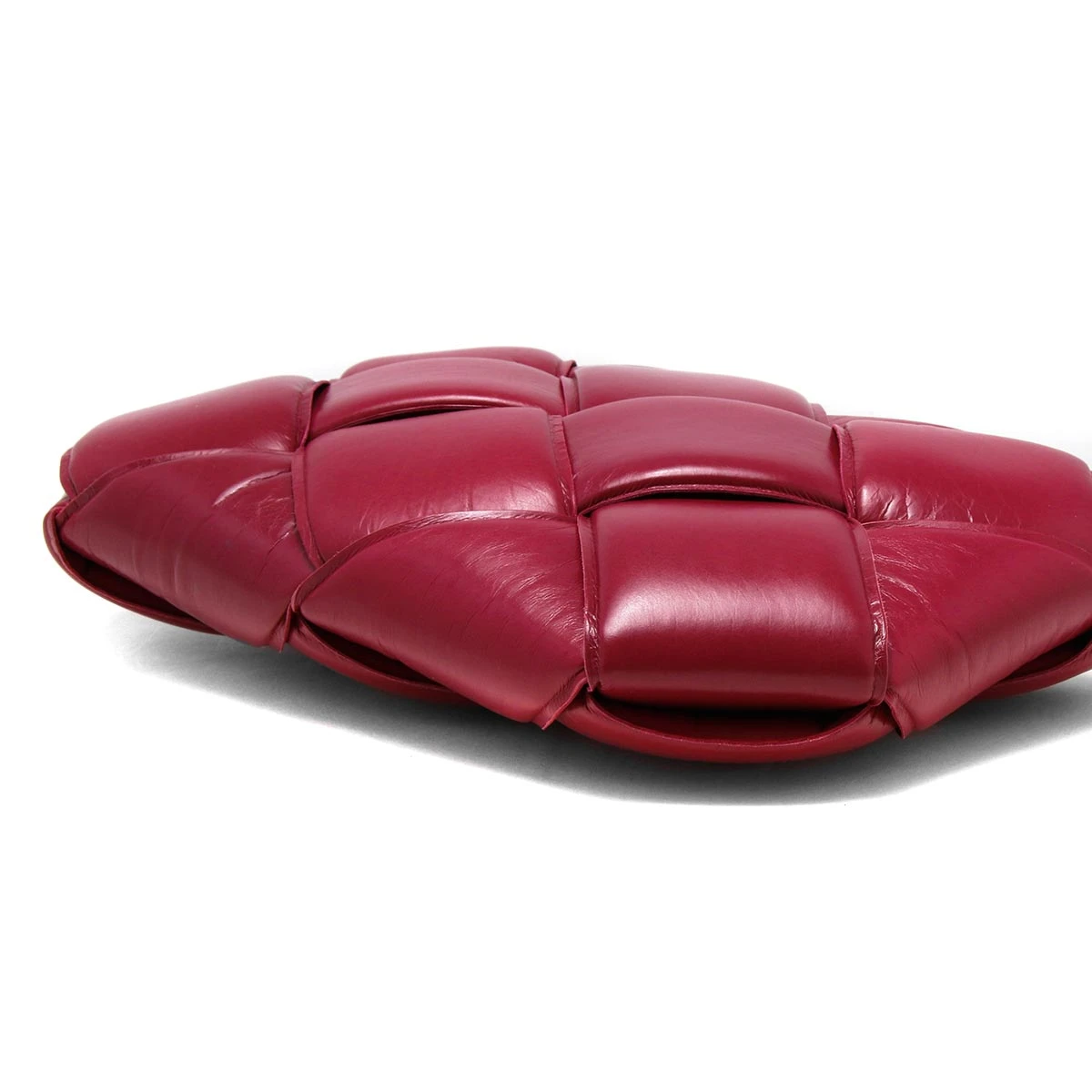 Bottega Veneta Amaranth Leather Maxi Intrecciato Padded Clutch
