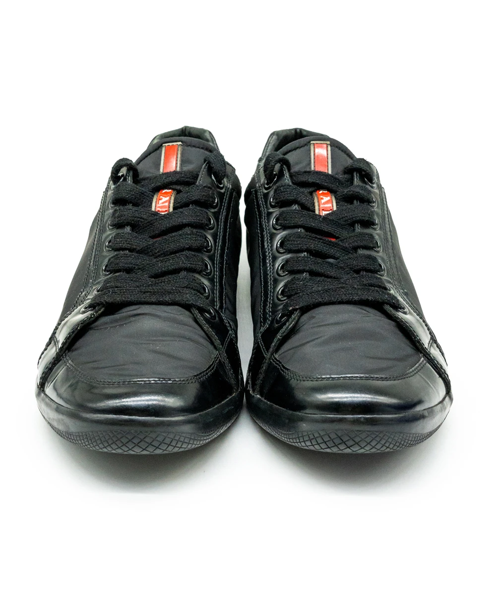 Prada Size 43 Sport Black Nylon and Leather Low Top Sneakers