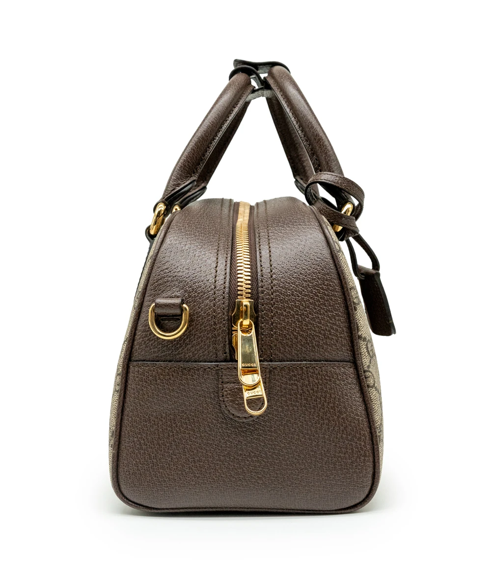 Gucci Brown/Beige GG Canvas and Leather Medium Ophidia Satchel
