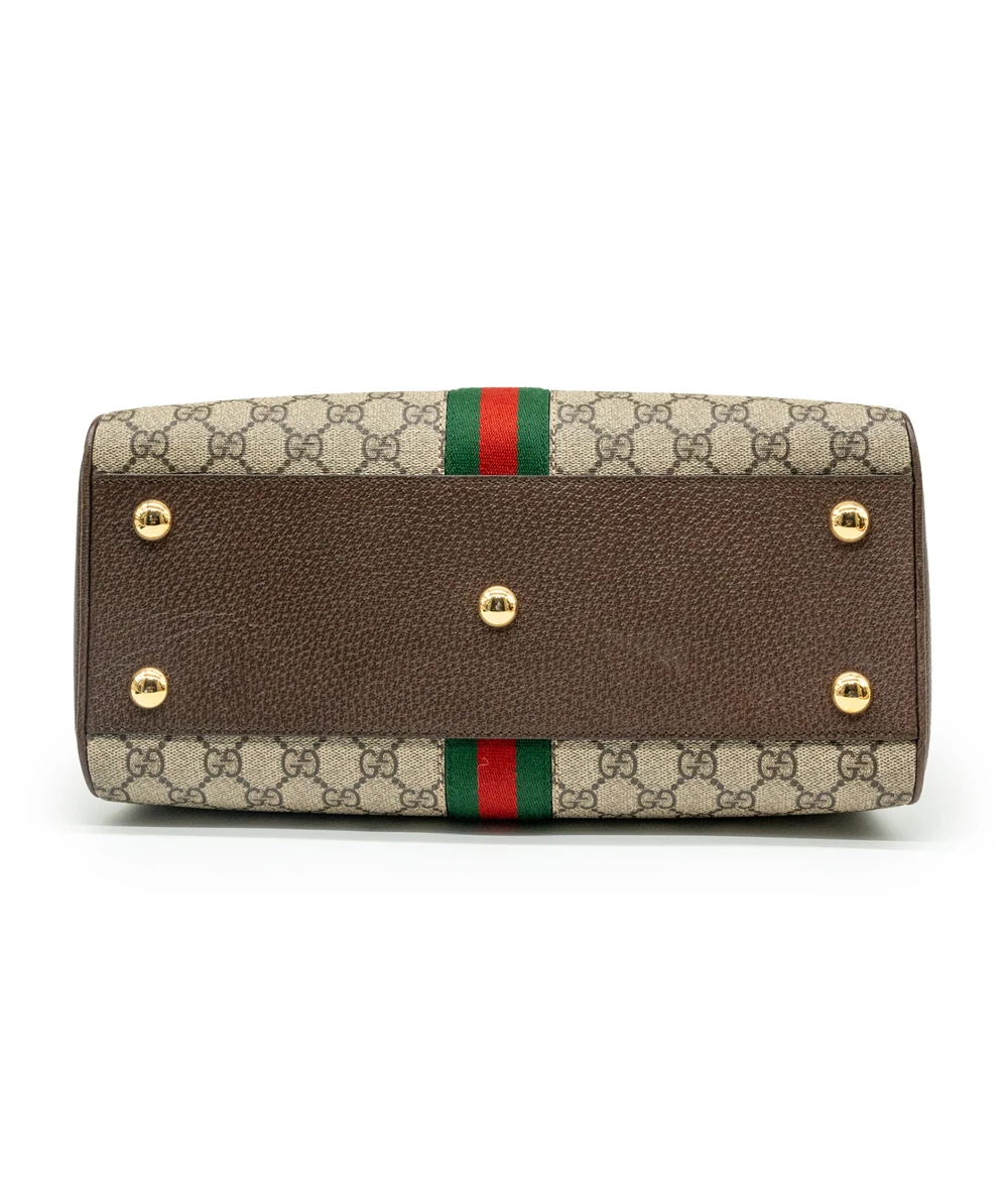 Gucci Brown/Beige GG Canvas and Leather Medium Ophidia Satchel