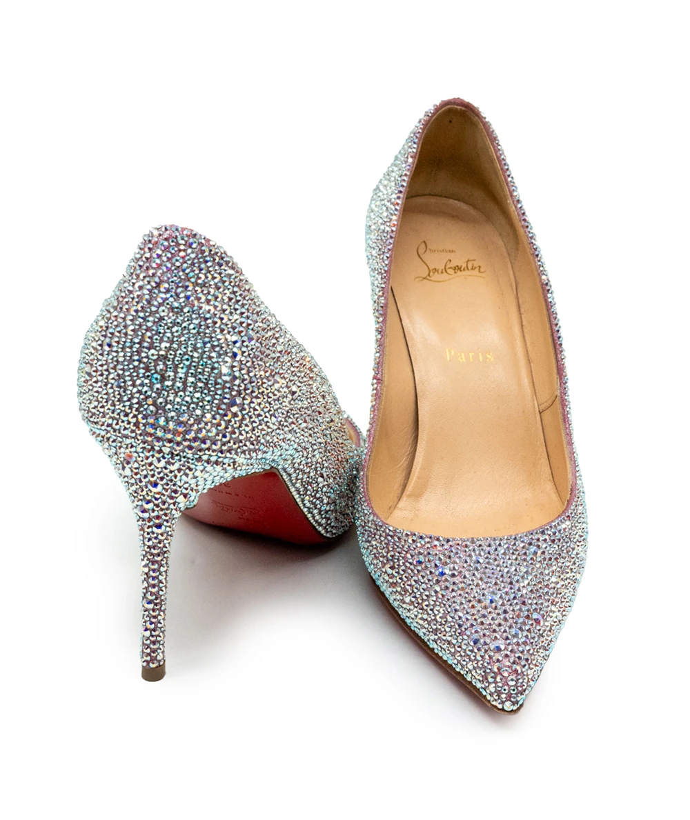 Christian Louboutin Size 39 Silver Crystal Embellished Pigalle Follies Pumps