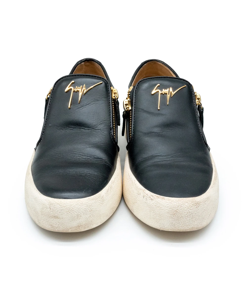 Giuseppe Zanotti Size 40 Black Leather Eve Slip On Sneakers