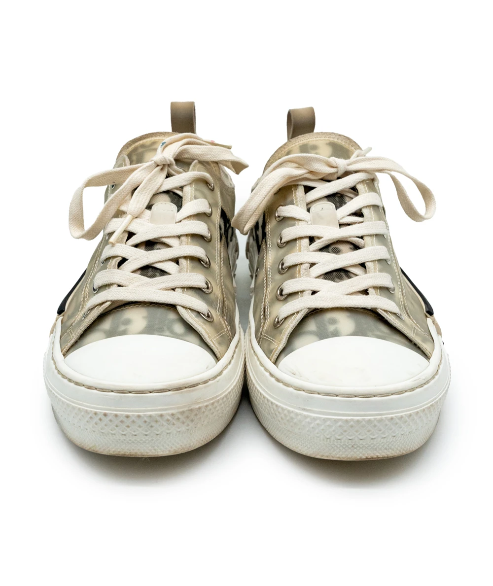 Dior Size 40 White/Black Oblique Mesh and Rubber B23 Low Top Sneakers