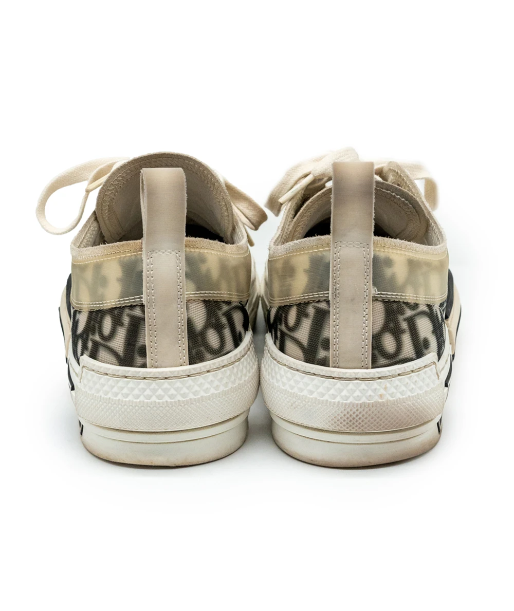 Dior Size 40 White/Black Oblique Mesh and Rubber B23 Low Top Sneakers