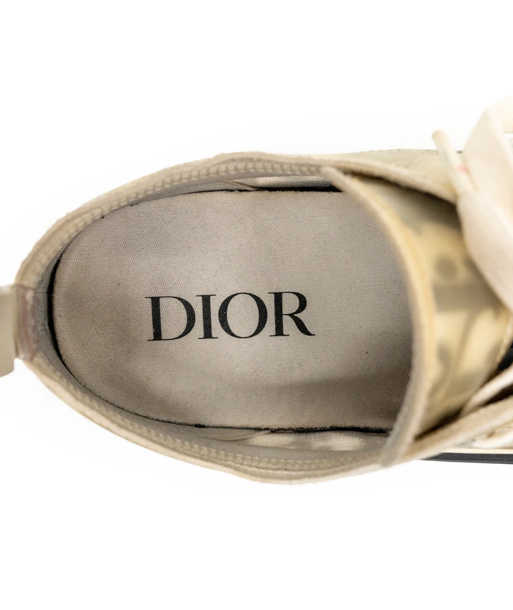 Dior Size 40 White/Black Oblique Mesh and Rubber B23 Low Top Sneakers