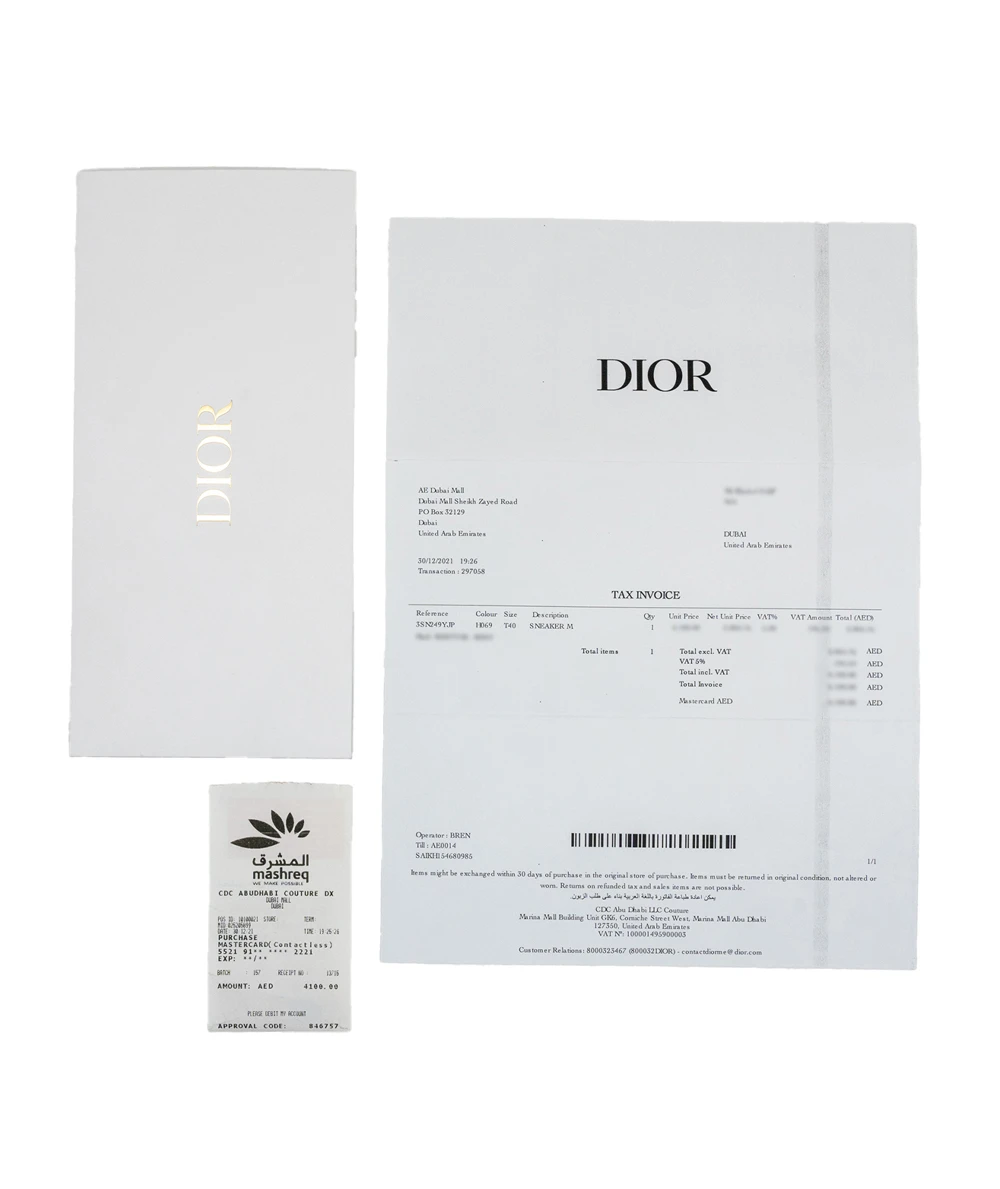 Dior Size 40 White/Black Oblique Mesh and Rubber B23 Low Top Sneakers