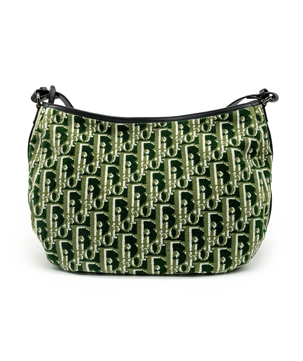 Christian Dior Bicolor Green Oblique Soft Saddle Bag