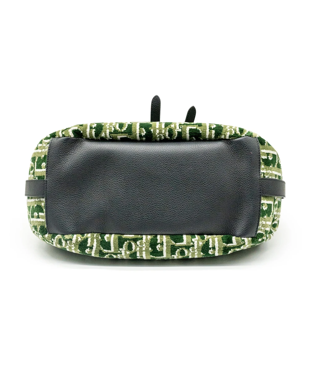 Christian Dior Bicolor Green Oblique Soft Saddle Bag