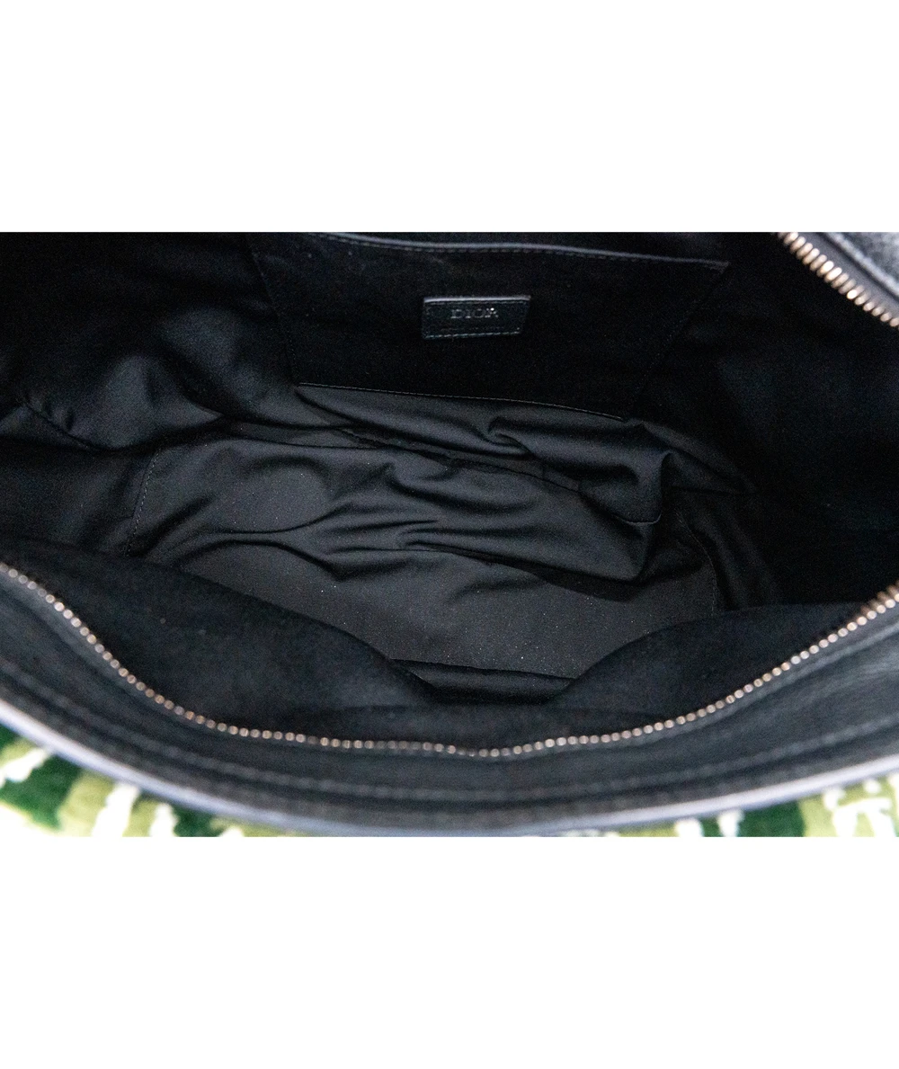 Christian Dior Bicolor Green Oblique Soft Saddle Bag