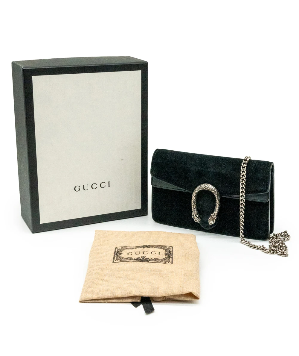 Gucci Black Velvet and Leather Super Mini Dionysus Shoulder Bag