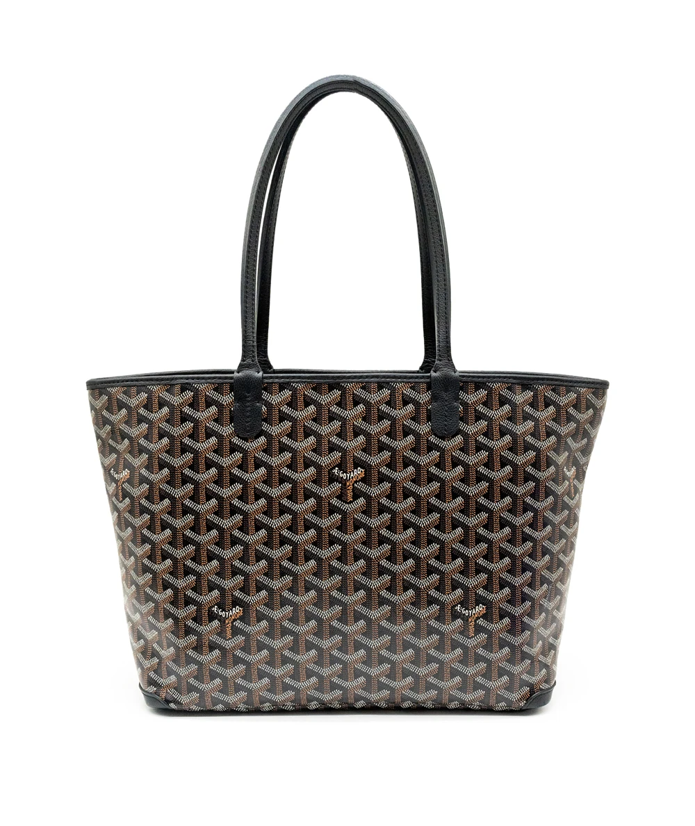 Goyard Black Goyardine Coated Canvas and Leather Artois PM Tote