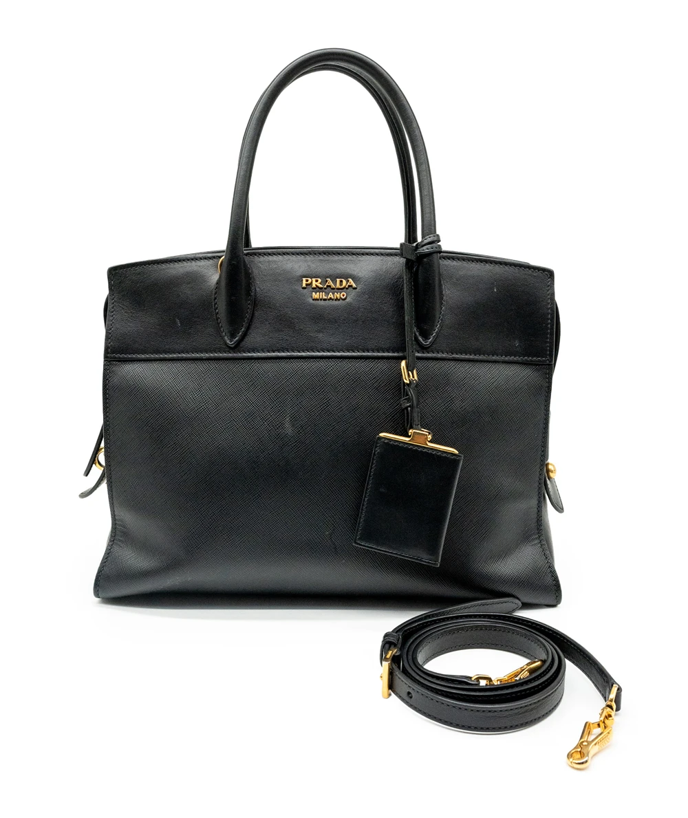 Prada Black Saffiano Leather Medium Esplanade City Tote