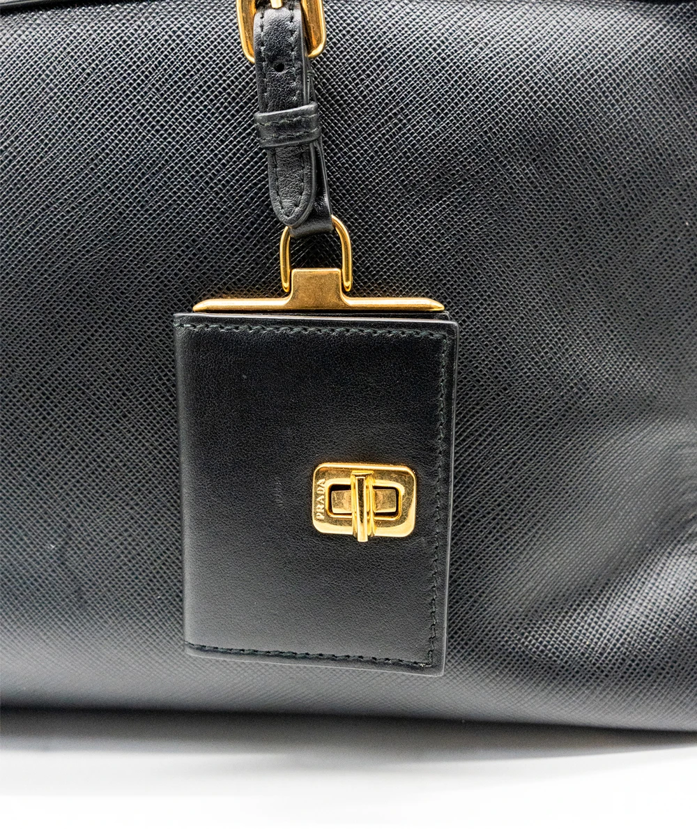 Prada Black Saffiano Leather Medium Esplanade City Tote