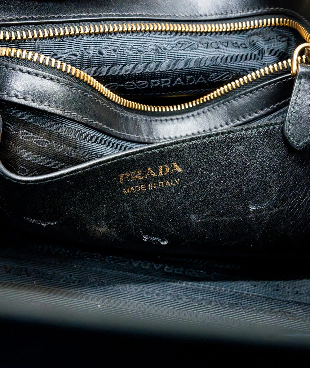 Prada Black Saffiano Leather Medium Esplanade City Tote