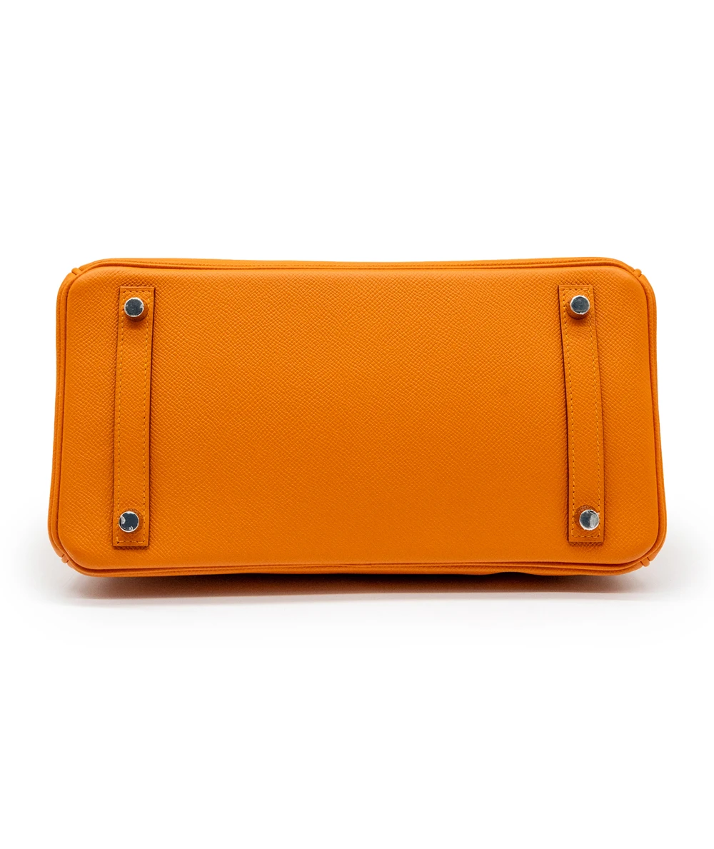 Hermes Birkin (Stamp C) Size 30 Epsom Leather handbag in Orange with Palladium Hardware