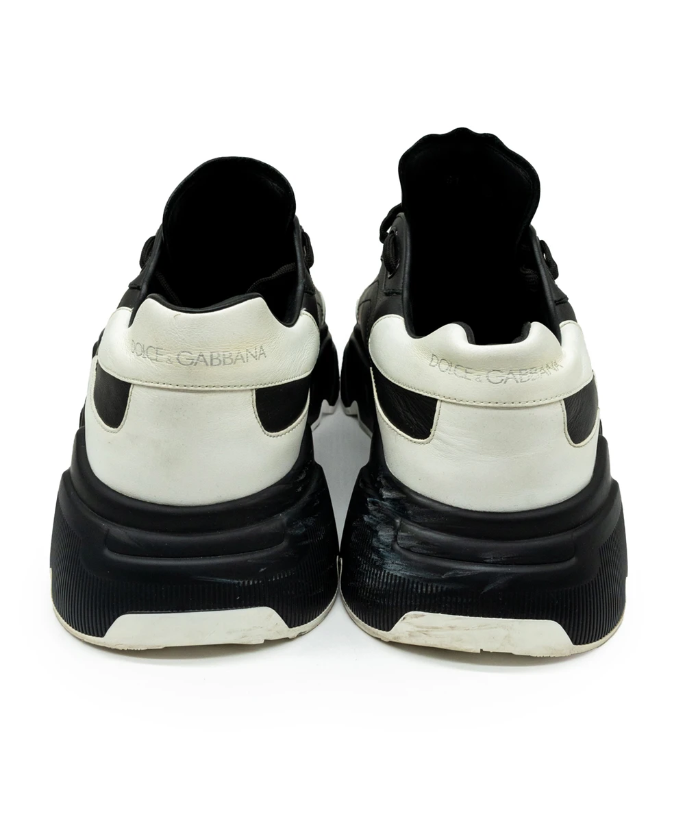 Dolce  Gabbana Size 44 Black / White Leather Daymaster Sneakers