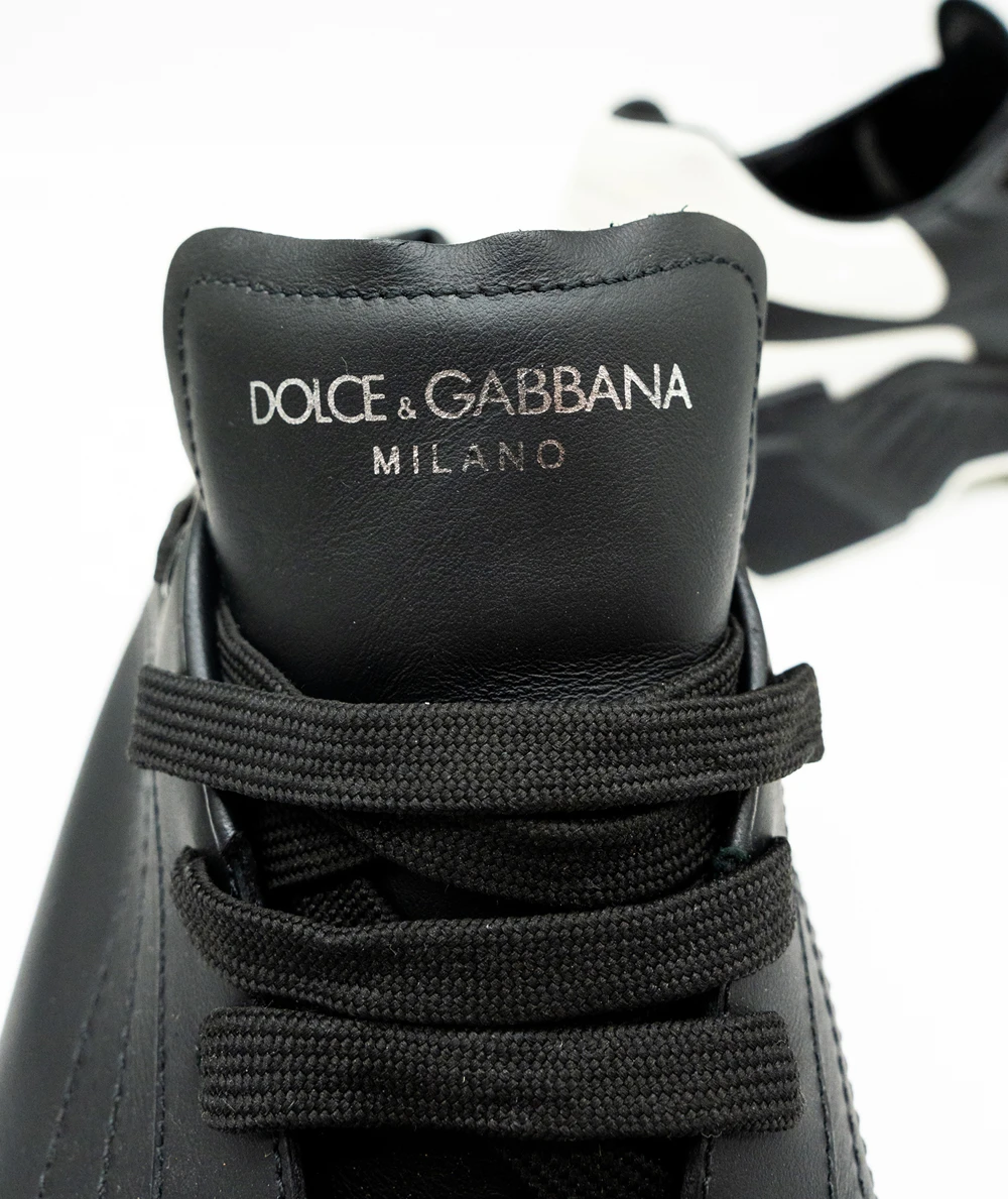 Dolce  Gabbana Size 44 Black / White Leather Daymaster Sneakers