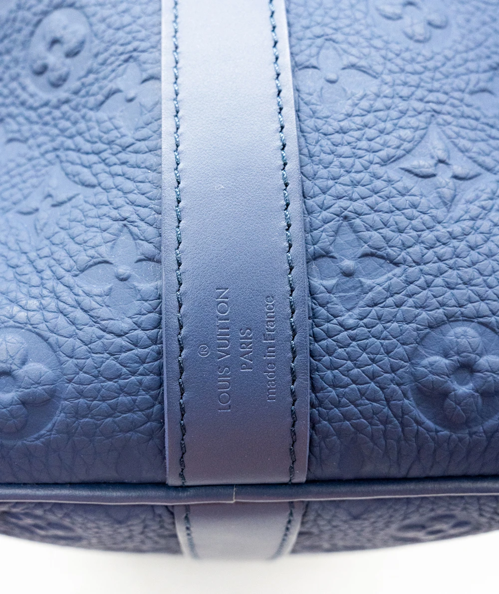 Louis Vuitton Racing Blue Monogram Empreinte Leather Keepall Bandoulière 50