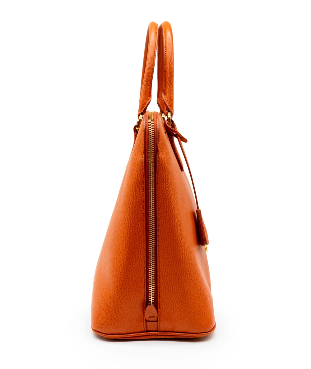 Prada Papaya Saffiano Leather Medium Promenade Tote Bag