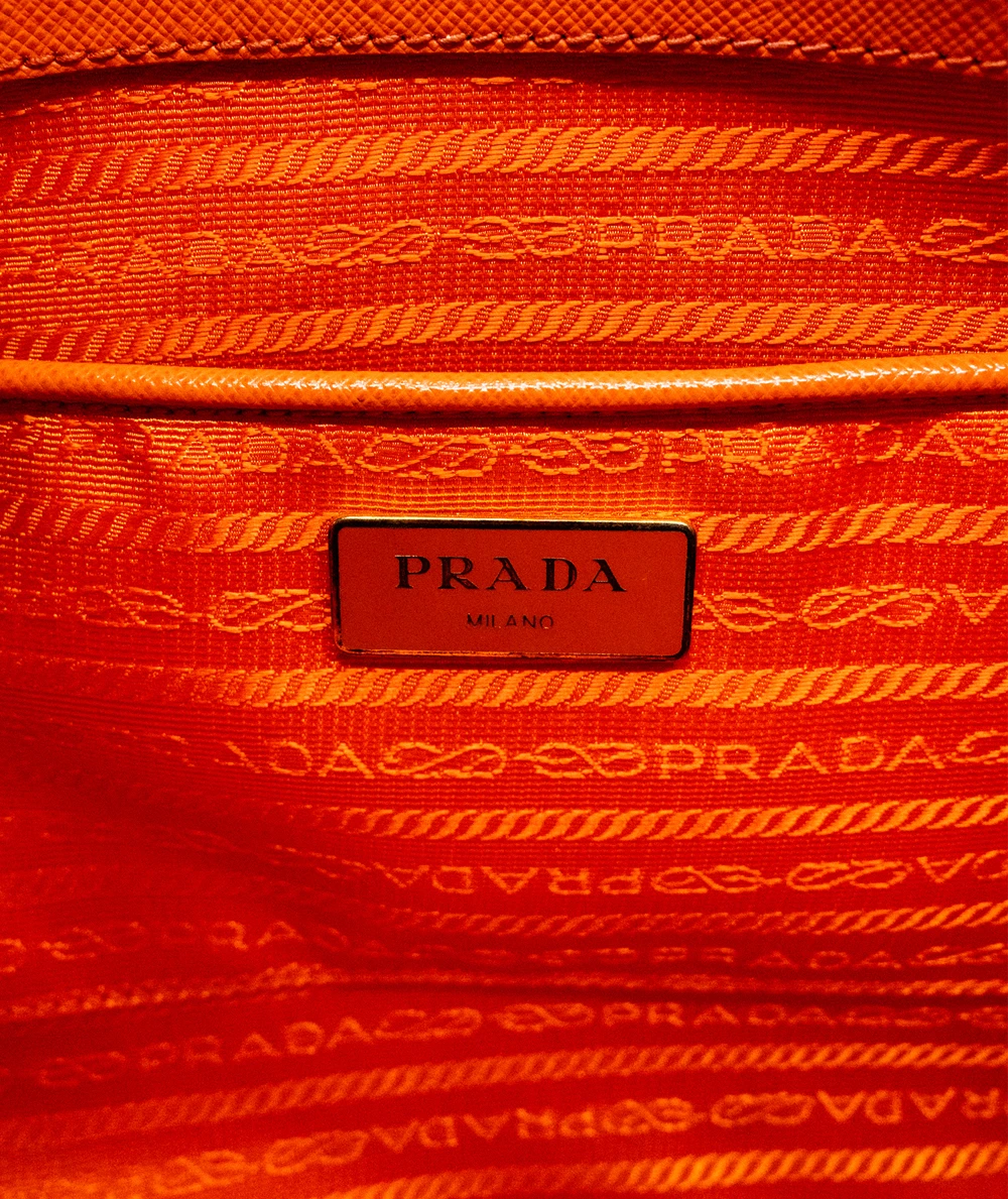 Prada Papaya Saffiano Leather Medium Promenade Tote Bag